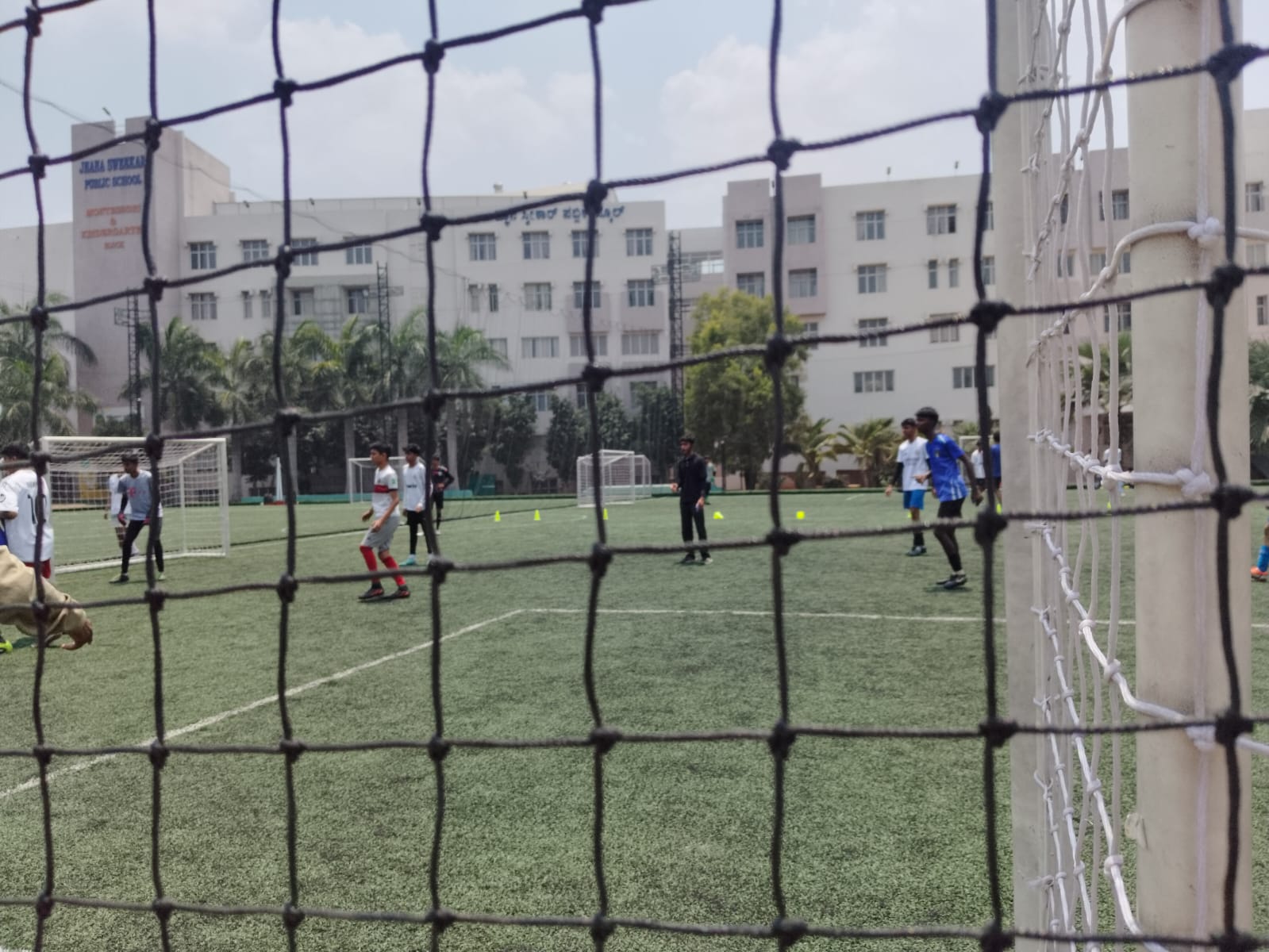 Pitch view from behind the goal