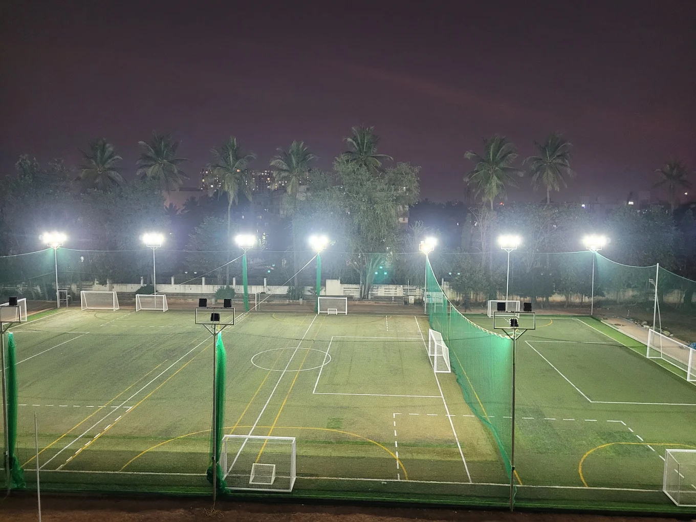 Floodlit turf at night