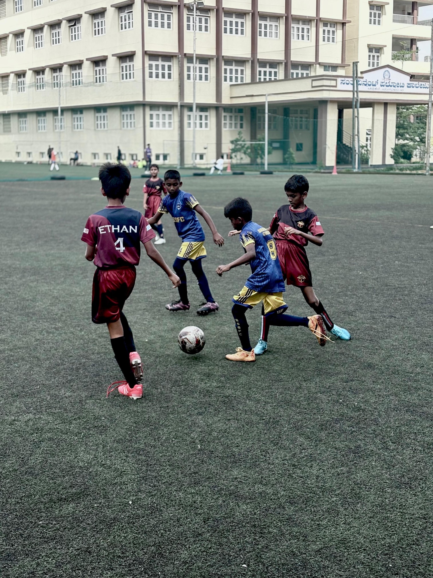 Young player at a cone drill